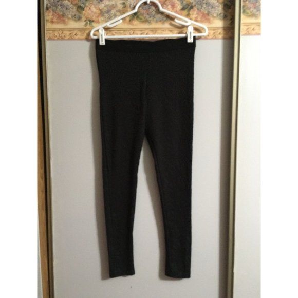 Metalicus One Size Black Textured Stretch Casual Occasion Legging Pants - Picture 1 of 6